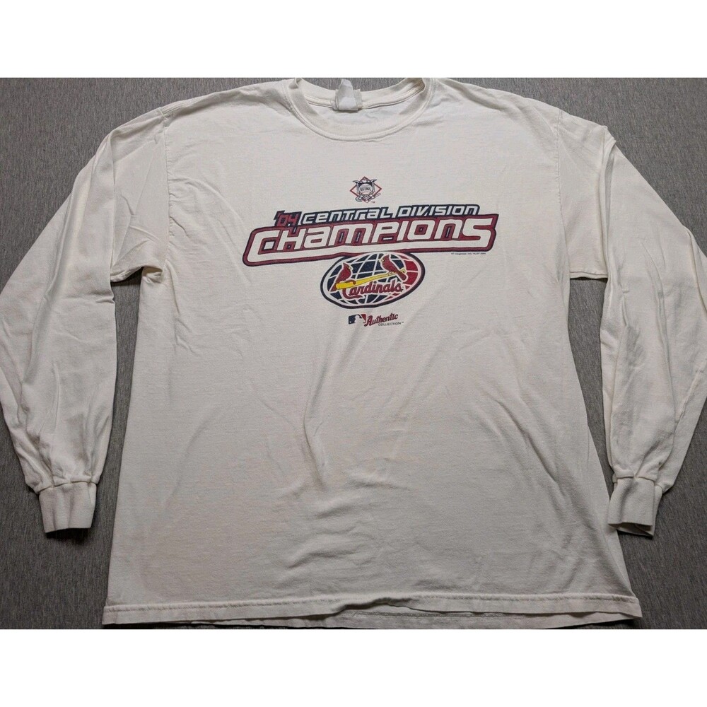 Lee Sport St Louis Cardinals 04 Champions White Long Sleev T-Shirt Size Adult XL